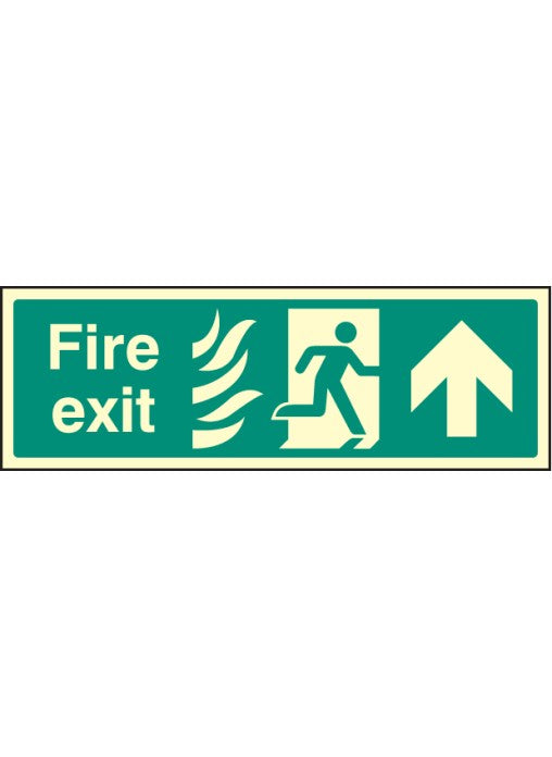 HTM Fire Exit Safety Sign - Arrow Up Straight On