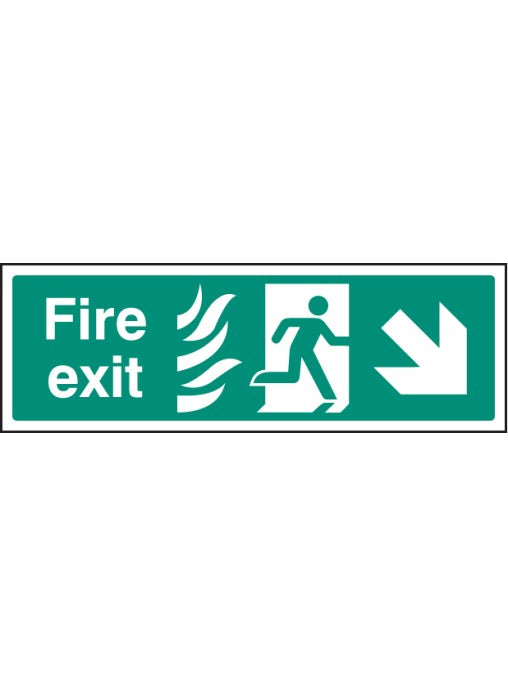 HTM Fire Exit Safety Sign - Arrow Down Right — GHC (UK) LTD T/A Safety Plus