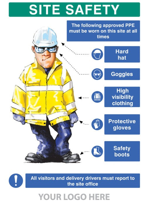 PPE Requirement Site Safety Sign - 58051 - Add Your Logo — GHC (UK) LTD ...